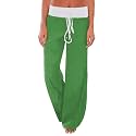 iChunhua Women's Comfy Stretch Floral Print Drawstring Palazzo Wide Leg Lounge Pant