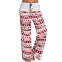 iChunhua Women's Comfy Stretch Floral Print Drawstring Palazzo Wide Leg Lounge Pant