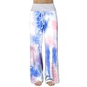 iChunhua Women's Comfy Stretch Floral Print Drawstring Palazzo Wide Leg Lounge Pant
