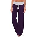 iChunhua Women's Comfy Stretch Floral Print Drawstring Palazzo Wide Leg Lounge Pant