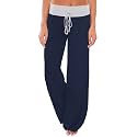 iChunhua Women's Comfy Stretch Floral Print Drawstring Palazzo Wide Leg Lounge Pant