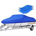 iCOVER Trailerable Boat Cover- 14'-16' Heavy Duty Waterproof Tarp Covers, Fits V-Hull, Fish&amp;Ski, Pro-Style, Fishing, Runabout, Bass Boats, up to 14ft-16ft Long X 90" Wide