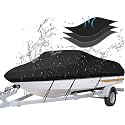 iCOVER Trailerable Boat Cover- 14'-16' Heavy Duty Waterproof Tarp Covers, Fits V-Hull, Fish&amp;Ski, Pro-Style, Fishing, Runabout, Bass Boats, up to 14ft-16ft Long and 68" Wide