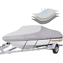 iCOVER Trailerable Boat Cover- 20'-23' Heavy Duty Waterproof Tarp Covers with Storage Bag, Fits V-Hull, Fish&amp;Ski, Pro-Style, Fishing, Runabout, Bass Boats, up to 20ft-23ft Long X 100" Wide