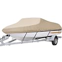 iCOVER Trailerable Boat Cover- 23'-24' Heavy Duty Waterproof Tarp Covers with Storage Bag, Fits V-Hull, Fish&amp;Ski, Pro-Style, Fishing, Runabout, Bass Boats, up to 23ft-24ft Long and 102" Wide