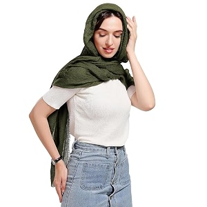 icw women39s uv protection premium light weight wrinkle ironless crinkle cotton hemp summer scarf stoles shawl head scarves for girls