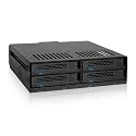 ICY DOCK ExpressCage MB324SP-1B 2.5 Inch SATA/SAS HDD/SSD Mobile Rack with Screwless Trays in 5.25 Inch Bay 4 x