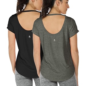 icyzone Open Back Yoga Shirts for Women