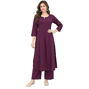 idaLia Rayon Solid Straight Brown Kurta Set