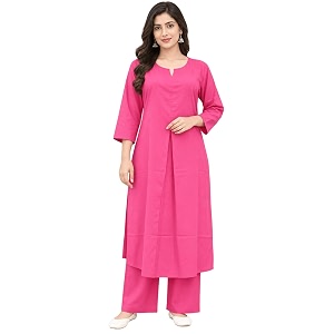 idaLia Rayon Solid Straight Brown Kurta Set