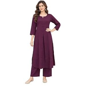 idaLia Rayon Solid Straight Brown Kurta Set
