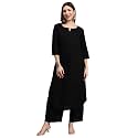 idaLia Rayon Solid Straight Brown Kurta Set