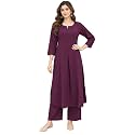 idaLia Rayon Solid Straight Brown Kurta Set