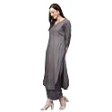 idaLia Rayon Solid Straight Brown Kurta Set