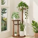 iDavosic.ly 2 Tier Wood Plant Stand Indoor Outdoor Corner Tall Shelf, Brown
