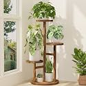 iDavosic.ly 3 Tier Wood Plant Stand Indoor Outdoor Corner Tall Shelf, Brown