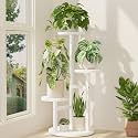 iDavosic.ly 3 Tier Wood Plant Stand Indoor Outdoor Corner Tall Shelf, White