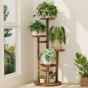 iDavosic.ly 4 Tier Wood Plant Stand Indoor Outdoor Corner Tall Shelf, Brown