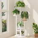 iDavosic.ly 4 Tier Wood Plant Stand Indoor Outdoor Corner Tall Shelf, White