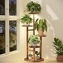 iDavosic.ly 4 Tier Wood Plant Stand Indoor Corner with Grow Light, Brown