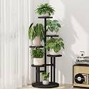 iDavosic.ly 5 Tier Wood Plant Stand Indoor Outdoor Corner Tall Shelf, Black