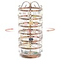 iDavosic.ly 6 Tier Metal Rotating Earring Holder Organizer Stand, Bronze