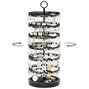 iDavosic.ly 6 Tier Rotating Earring Holder Organizer, Wood Tray, Black