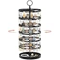 iDavosic.ly 6 Tier Rotating Earring Holder Organizer, Metal Tray, Black