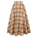 IDEALSANXUN Women’s Fall Winter High Waisted Wool Plaid A-line Long Skirt