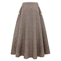 IDEALSANXUN Women’s Fall Winter High Waisted Wool Plaid A-line Long Skirt