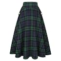 IDEALSANXUN Women’s Fall Winter High Waisted Wool Plaid A-line Long Skirt