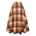 IDEALSANXUN Women’s Fall Winter High Waisted Wool Plaid A-line Long Skirt