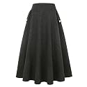 IDEALSANXUN Women’s Fall Winter High Waisted Wool Plaid A-line Long Skirt