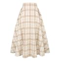 IDEALSANXUN Women’s Fall Winter High Waisted Wool Plaid A-line Long Skirt