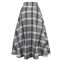 IDEALSANXUN Women’s Fall Winter High Waisted Wool Plaid A-line Long Skirt