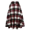 IDEALSANXUN Women’s Fall Winter High Waisted Wool Plaid A-line Long Skirt