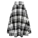 IDEALSANXUN Women’s Fall Winter High Waisted Wool Plaid A-line Long Skirt