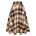 IDEALSANXUN Women’s Fall Winter High Waisted Wool Plaid A-line Long Skirt