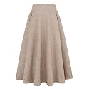 IDEALSANXUN Women’s Fall Winter High Waisted Wool Plaid A-line Long Skirt