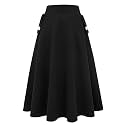 IDEALSANXUN Women’s Fall Winter High Waisted Wool Plaid A-line Long Skirt