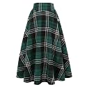 IDEALSANXUN Women’s Fall Winter High Waisted Wool Plaid A-line Long Skirt