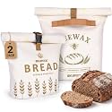 IDEATECH Sourdough Bread Bags for Homemade Bread, 2 Pack Reusable Cotton | Food-Safe Natural Beeswax Lining, Freezer Safe, Machine Washable, Roll-Top with Zipper Closure（Patterned）