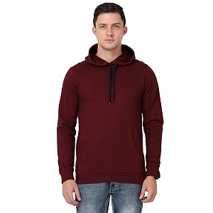 Ideation Mens Cotton Hooded Neck Solid Full