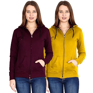 Ideation Womens Cotton Full Zipper Sweatshirt Hoodies
