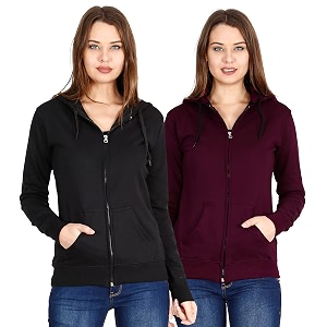 Ideation Womens Cotton Full Zipper Sweatshirt Hoodies