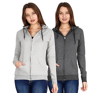 Ideation Womens Cotton Full Zipper Sweatshirt Hoodies