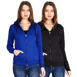 Ideation Womens Cotton Full Zipper Sweatshirt Hoodies