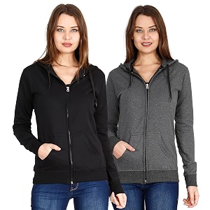 Ideation Womens Cotton Full Zipper Sweatshirt Hoodies