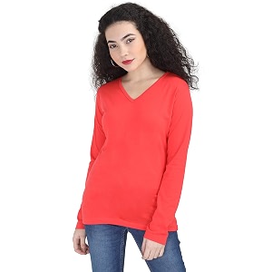 Ideation Womens Cotton Plain V Neck Full