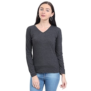 Ideation Womens Cotton Plain V Neck Full